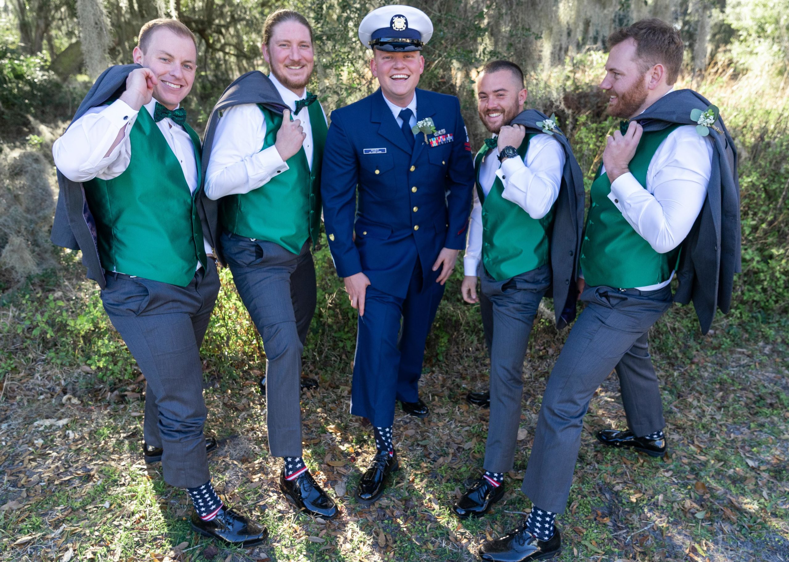 american flag groomsmen socks picture for wedding at the bluff venue in kingsland georgia