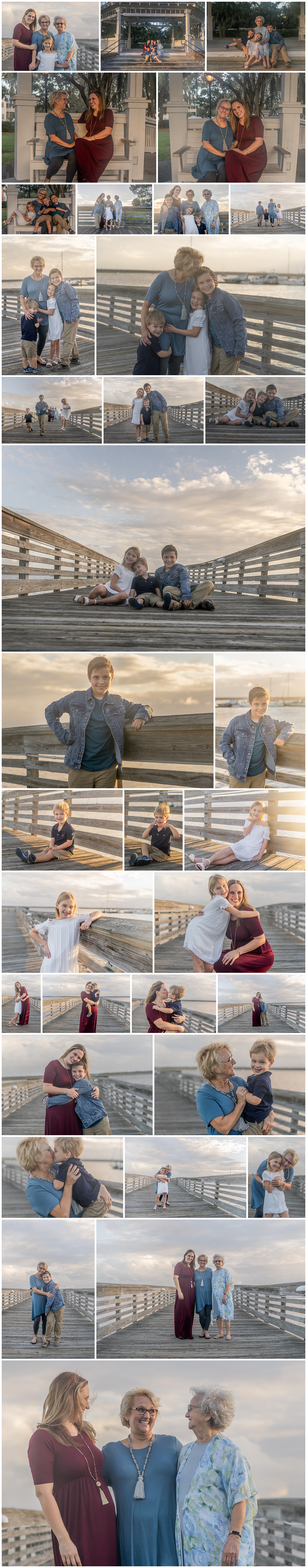 family session with grandkids and grandma at st marys waterfront