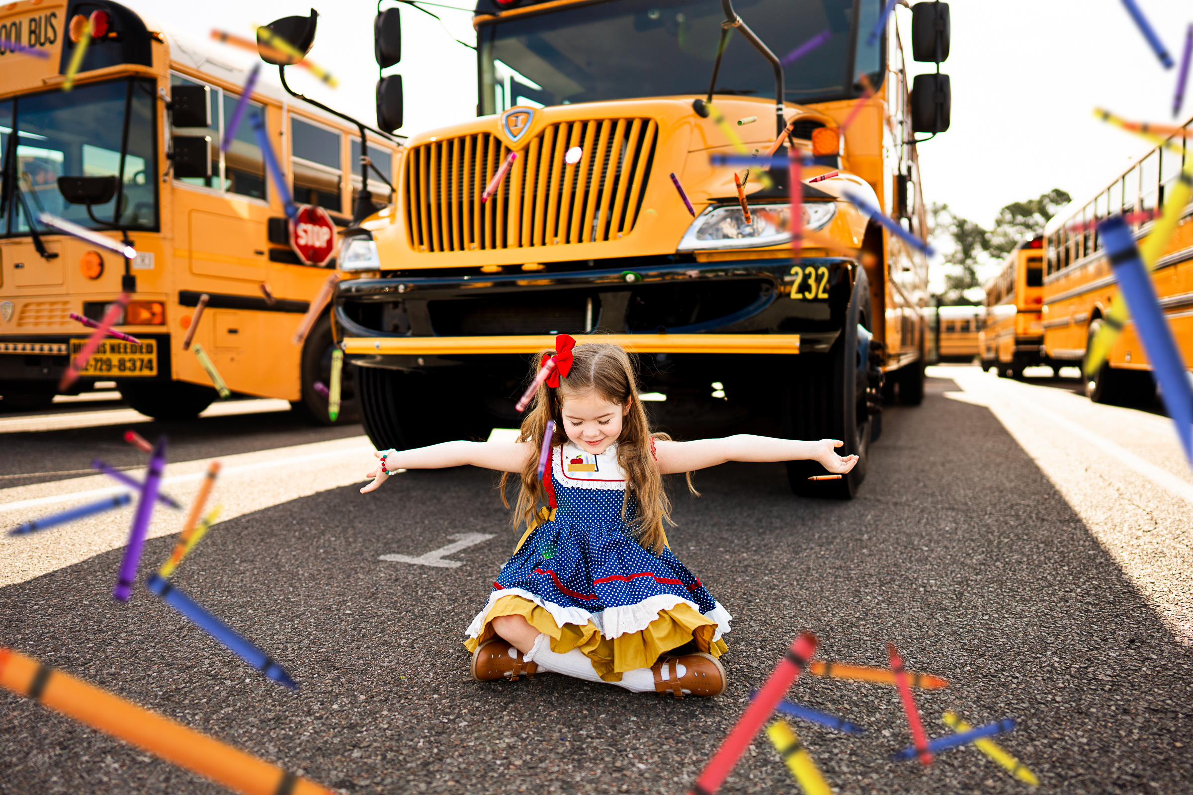 Back to school pictures with School buses