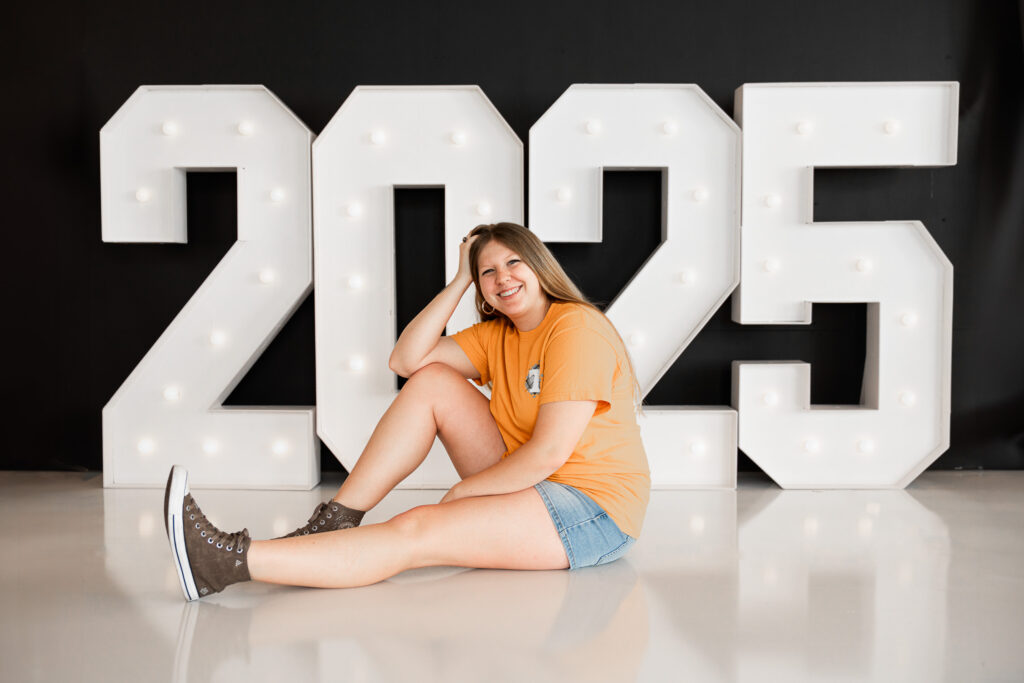 Camden County Georgia studio senior shoot with large numbers