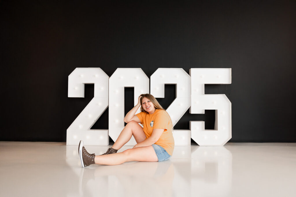 Camden County Georgia studio senior shoot with large numbers