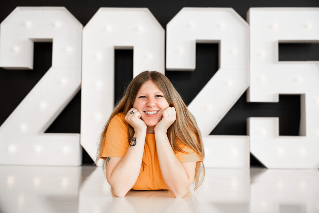 Camden County Georgia studio senior shoot with large numbers
