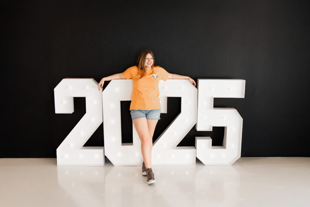 Camden County Georgia studio senior shoot with large numbers