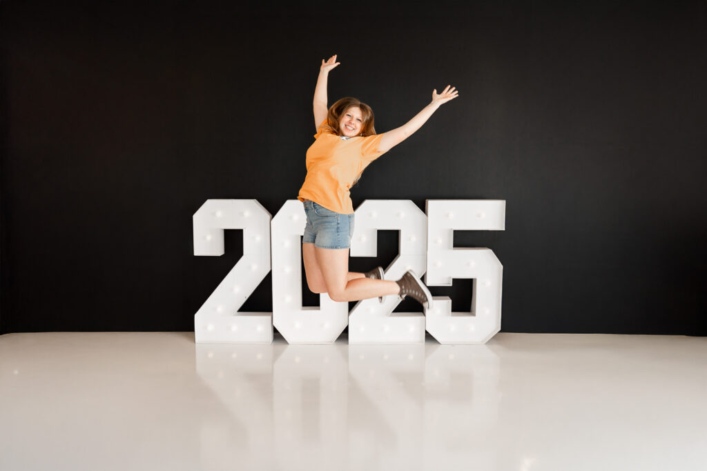 Camden County Georgia studio senior shoot with large numbers