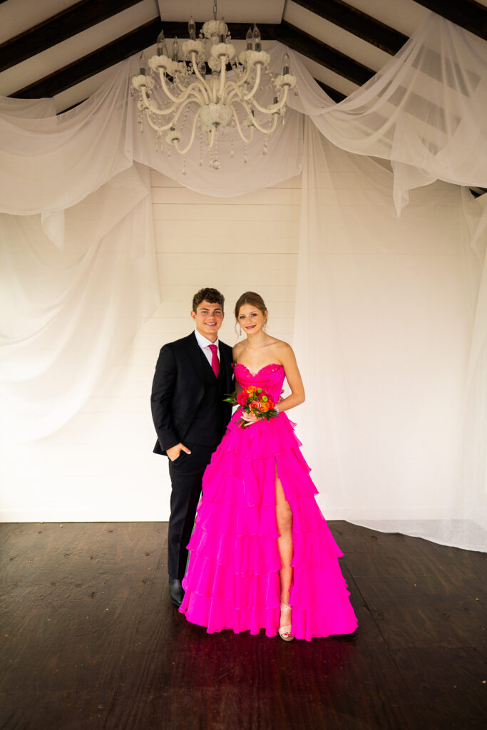Prom pictures in a white cottage